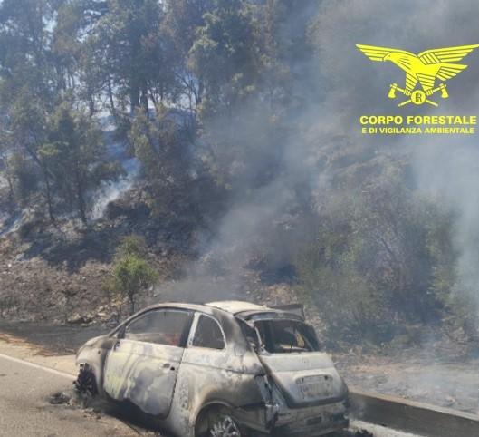 
	L'auto dalla quale &egrave; partito l'incendio

