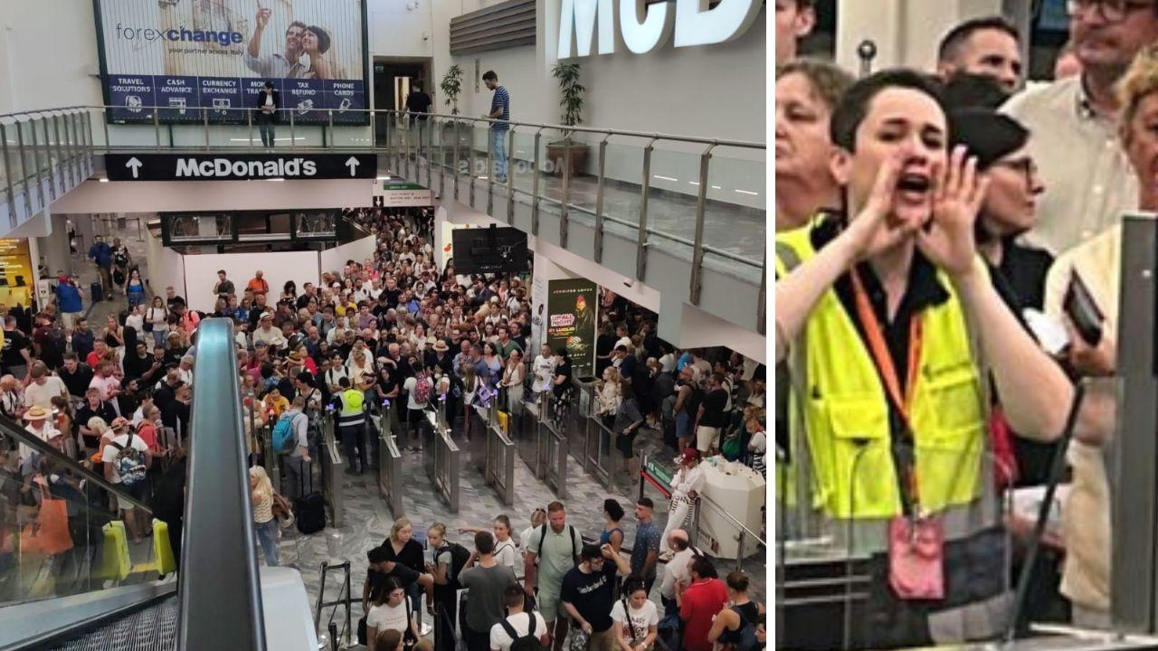 
	La calca e l'operatrice mentre chiama i voli

