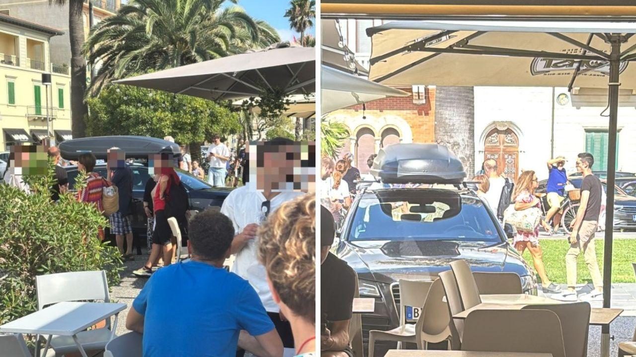 L'auto piombata in passeggiata