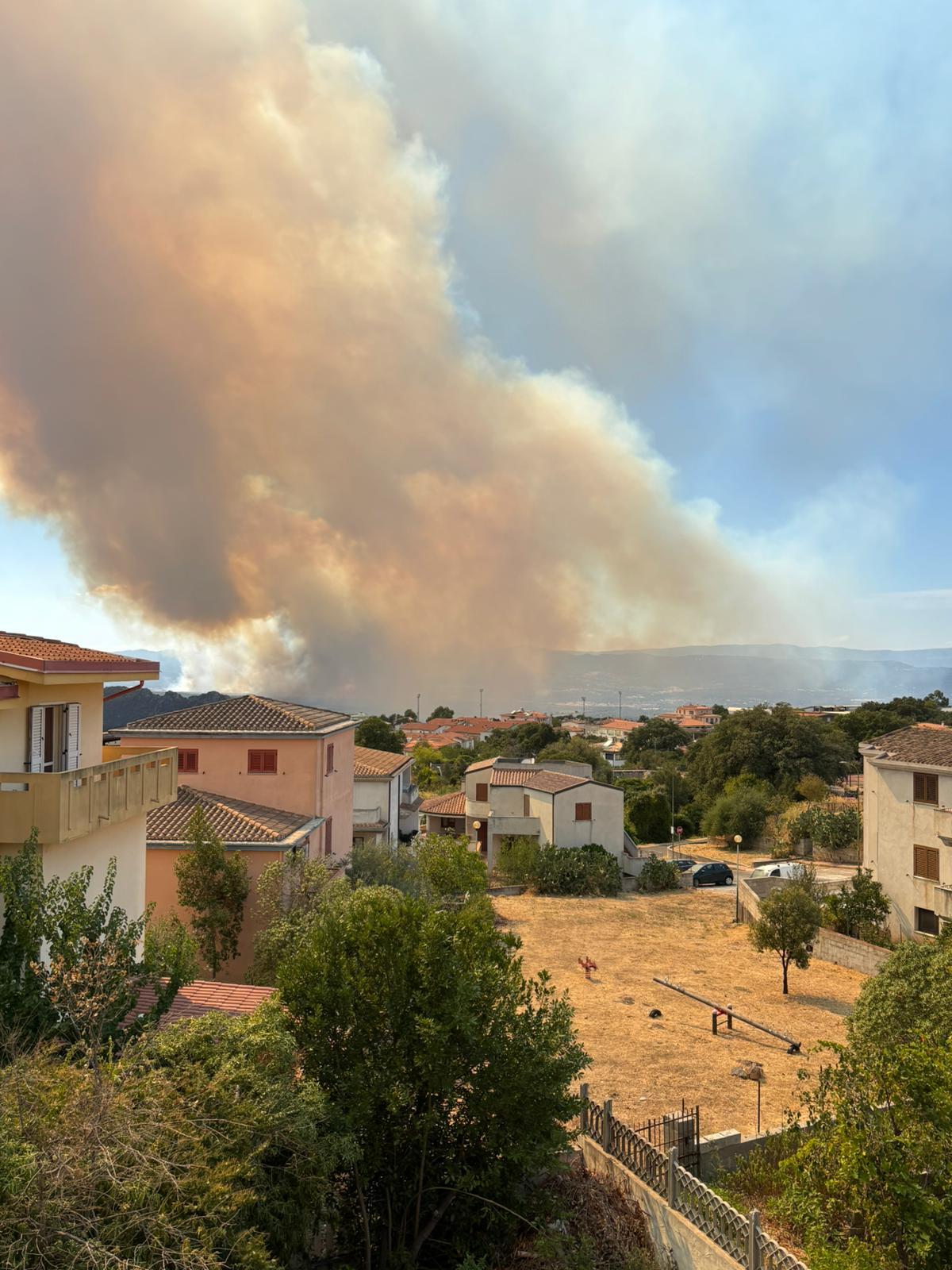 
	La colonna di fumo vista da Dorgali

