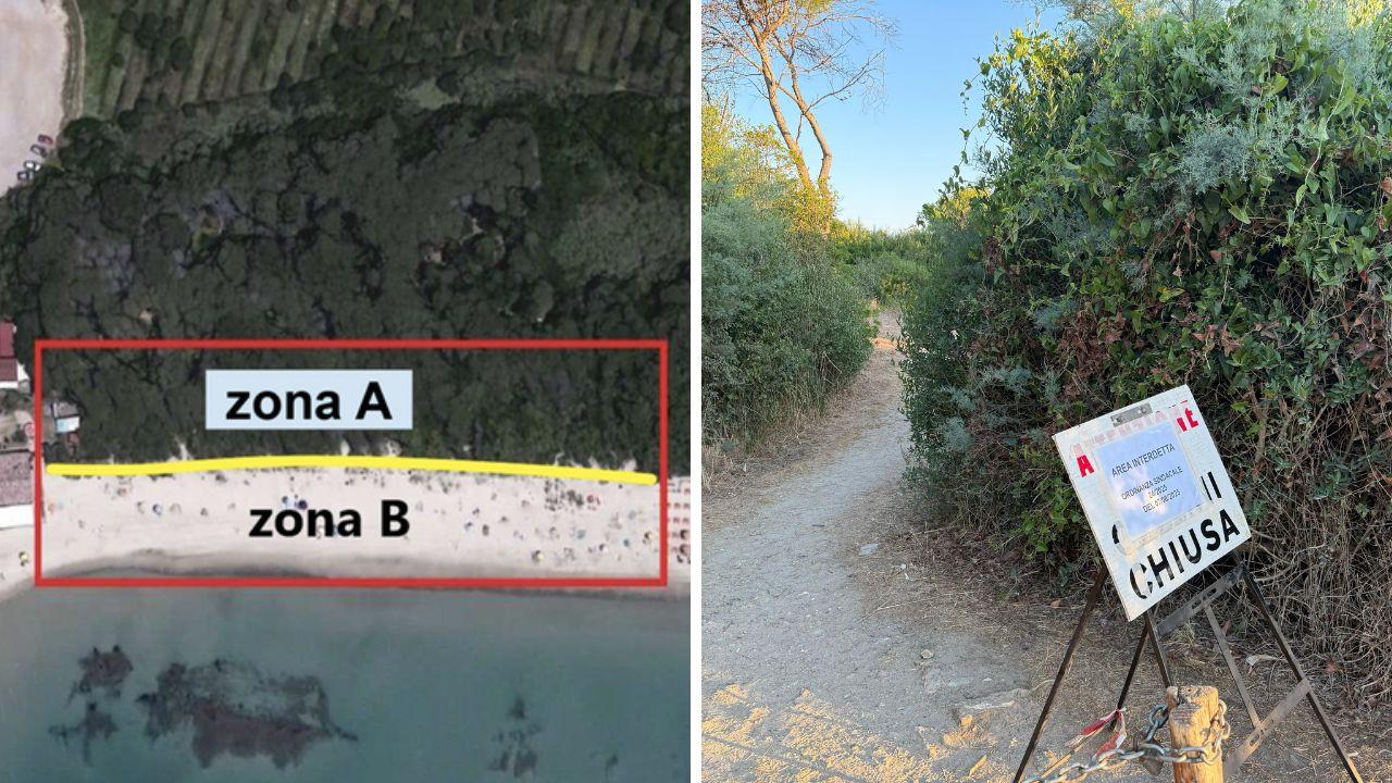 L'area di intervento e il cartello di chiusura 