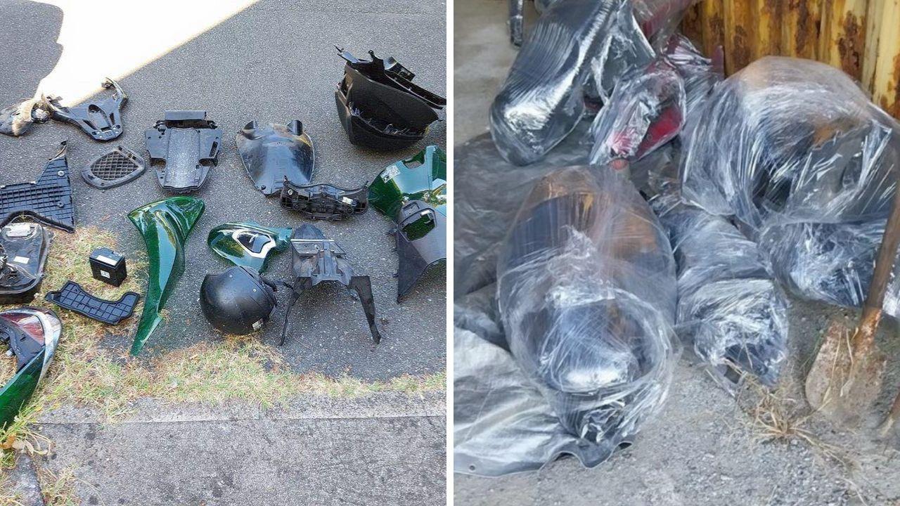 Alcuni pezzi di scooter rubati