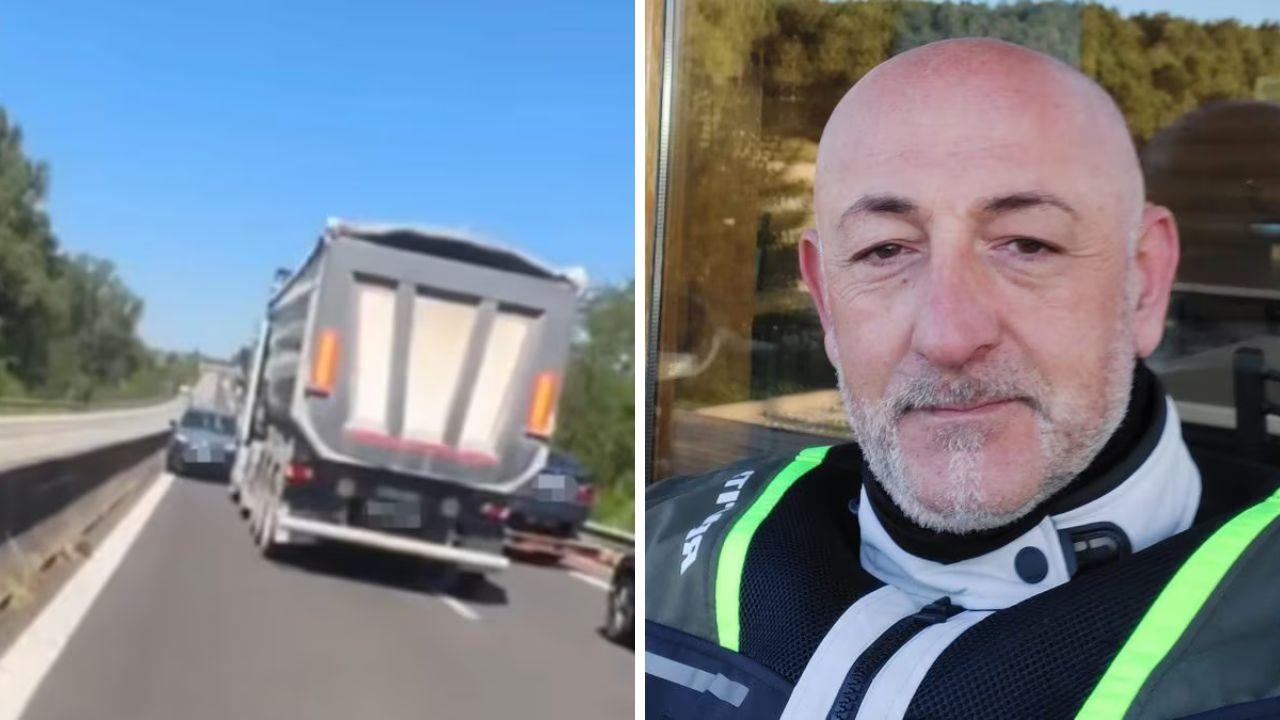 La manovra del tir e l'autotrasportatore che ha evitato la tragedia