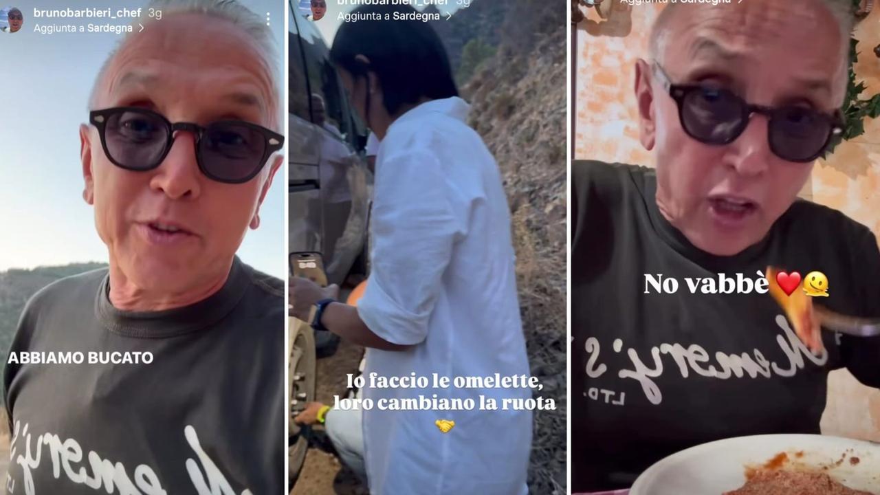 Bruno Barbieri, disavventura nell’isola: «Abbiamo bucato, siamo in mezzo alle montagne»