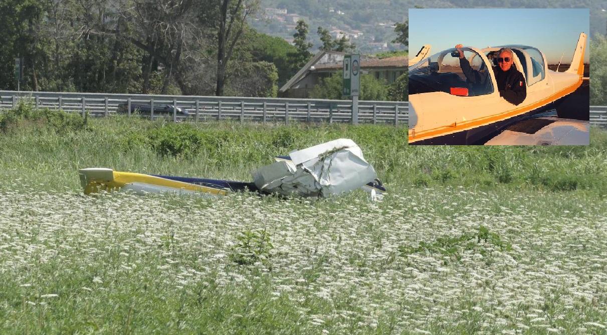 
	L'aereo ultraleggero precipitato, nel riquadro Vannis Marchi&nbsp;(foto Paglianti)

