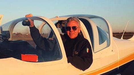 Vannis Marchi a bordo dell'ultraleggero