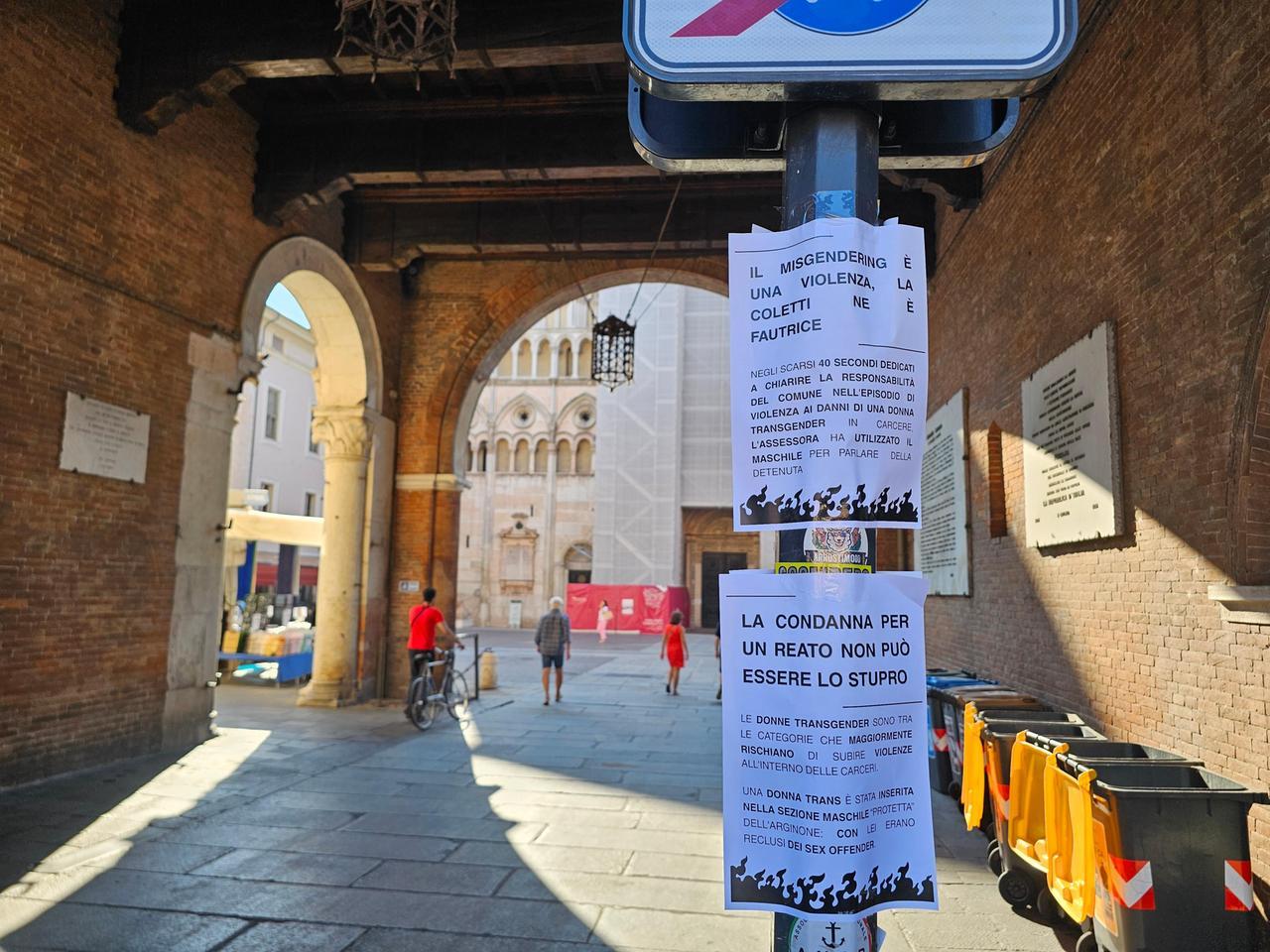 Ferrara, i collettivi TransFemm rivendicano i manifesti contro Coletti