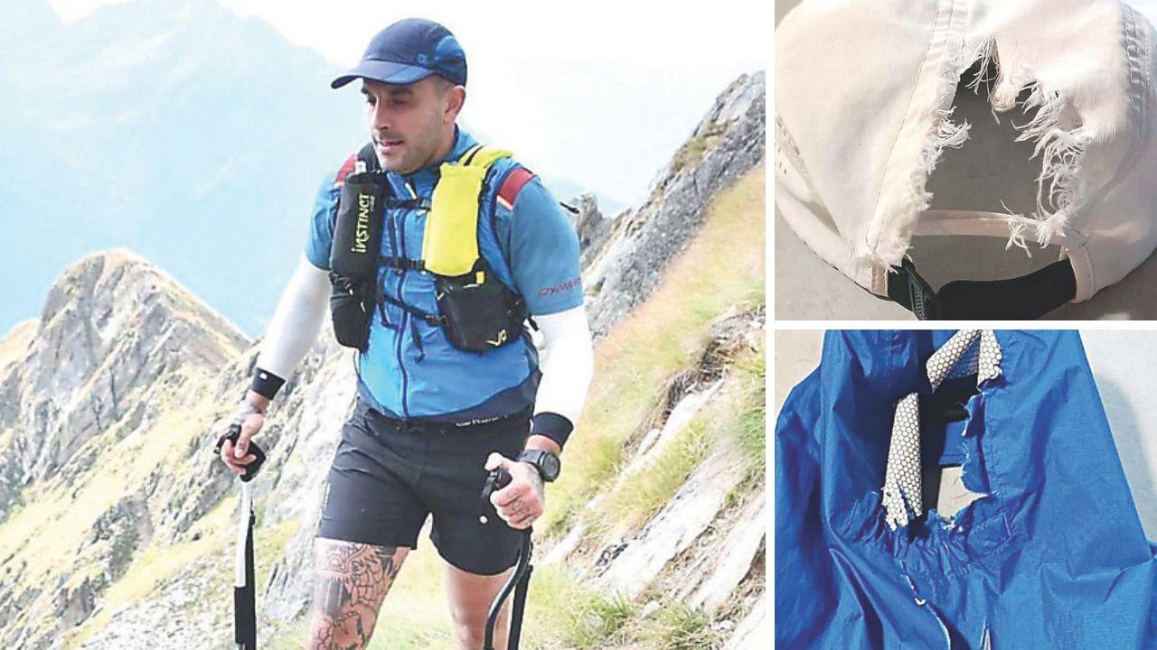 
	Leonardo Nistri, a dx&nbsp;il cappellino e la giaccia squarciati&nbsp;dal fulmine

