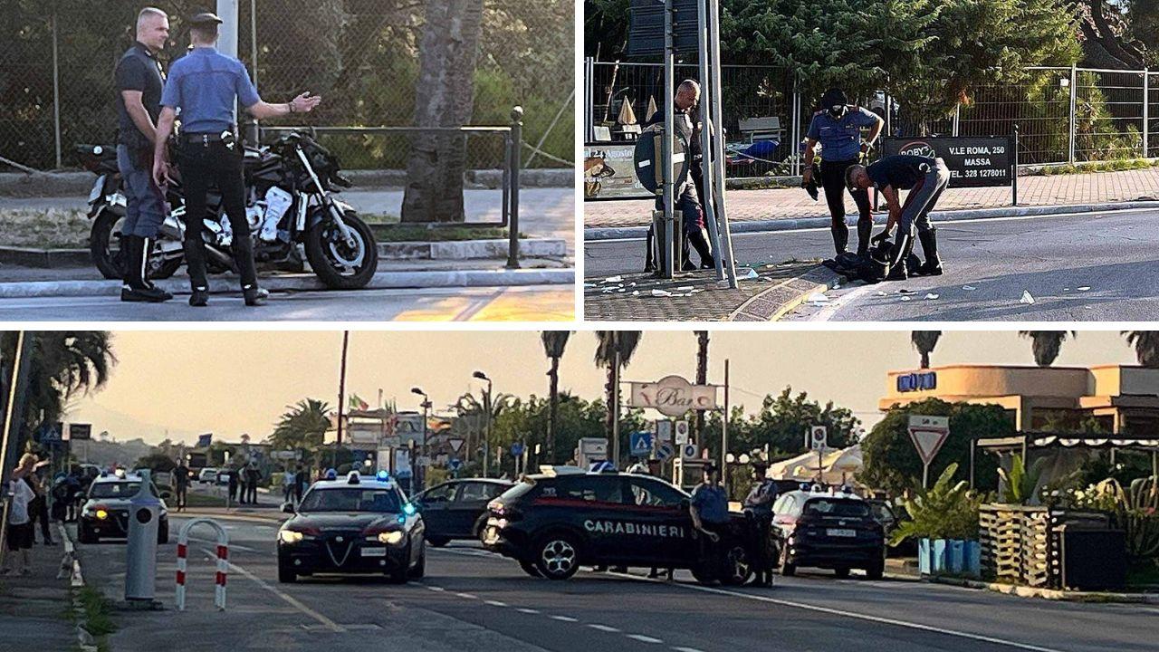 Il luogo dello schianto e le pattuglie al lavoro per i rilievi