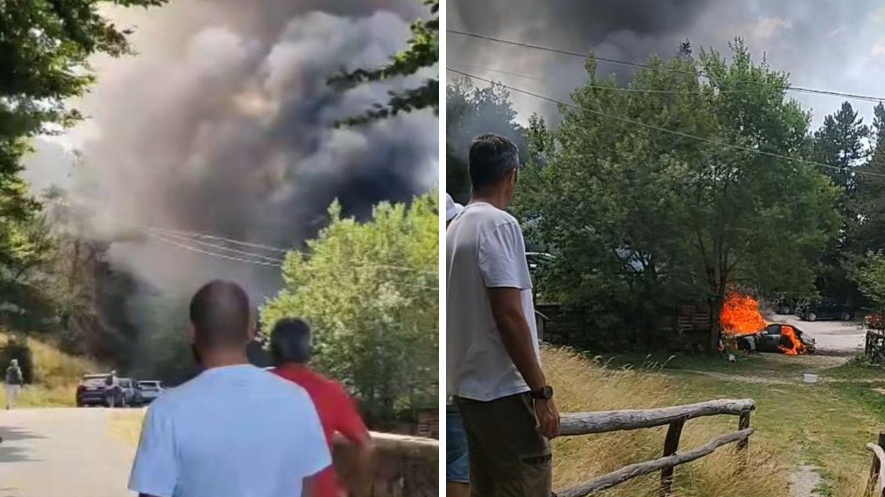 Il rogo di auto a Campocecina