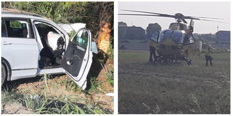 Auto contro un albero a Rio Saliceto. Tre elicotteri per i soccorsi: cinque i feriti, tre gravissimi