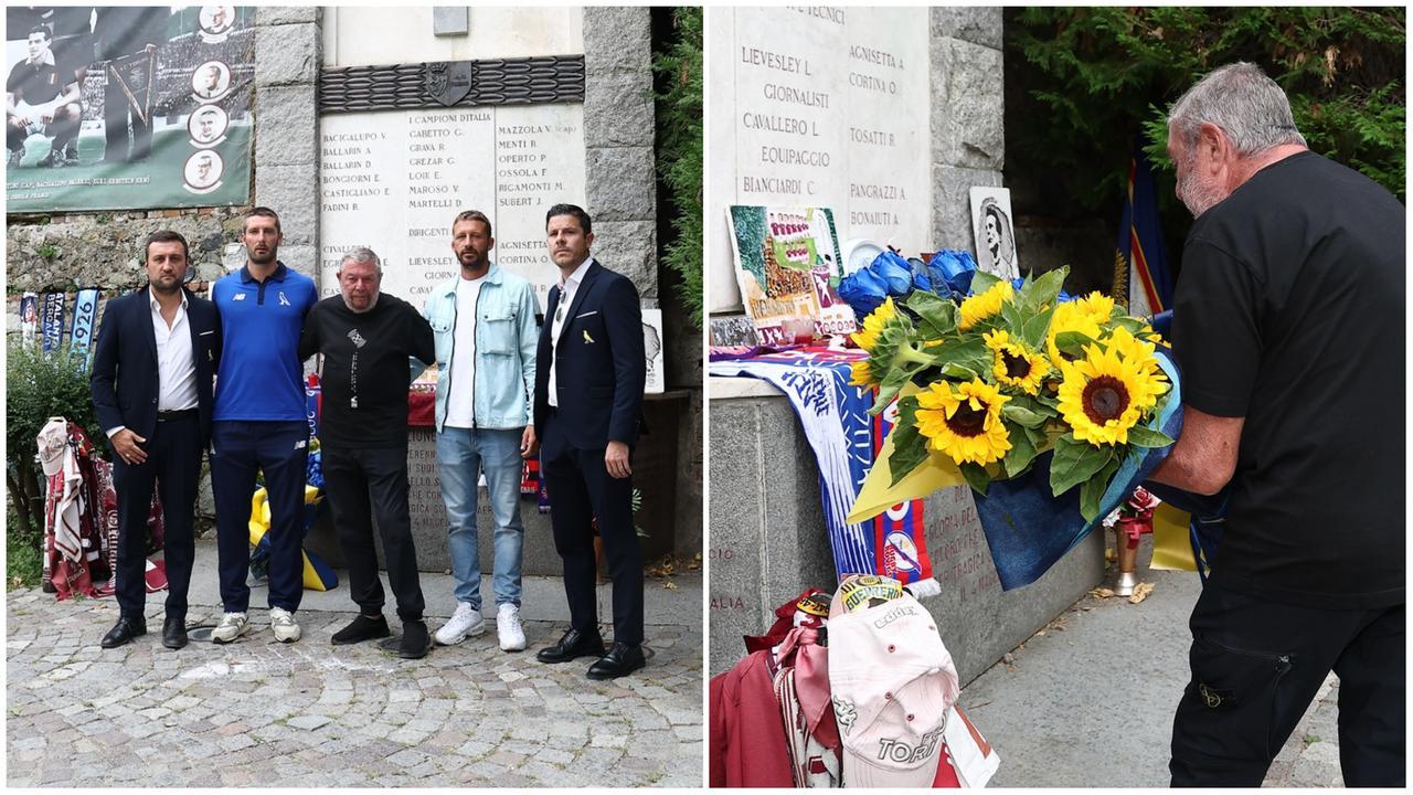 Prima della partita di Coppa l’omaggio del presidente Rivetti al Grande Torino a Superga