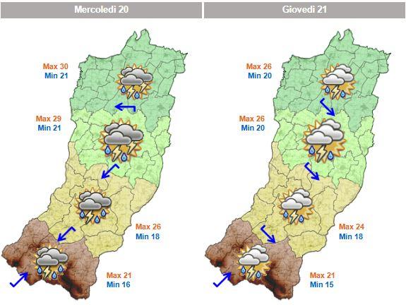 Il caldo ha le ore contate: da mercoledì massime fino a 6 gradi sotto la media