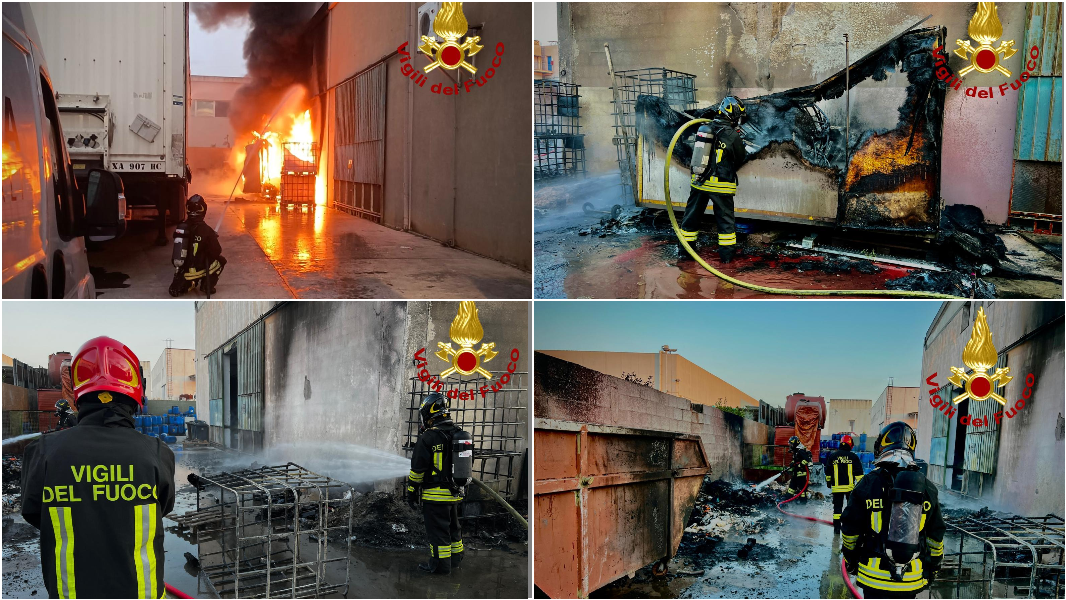 Incendio distrugge un centro stoccaggio e smaltimento rifiuti