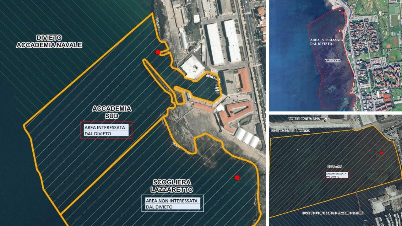 Le zone in cui è stato previsto il divieto temporaneo di balneazione