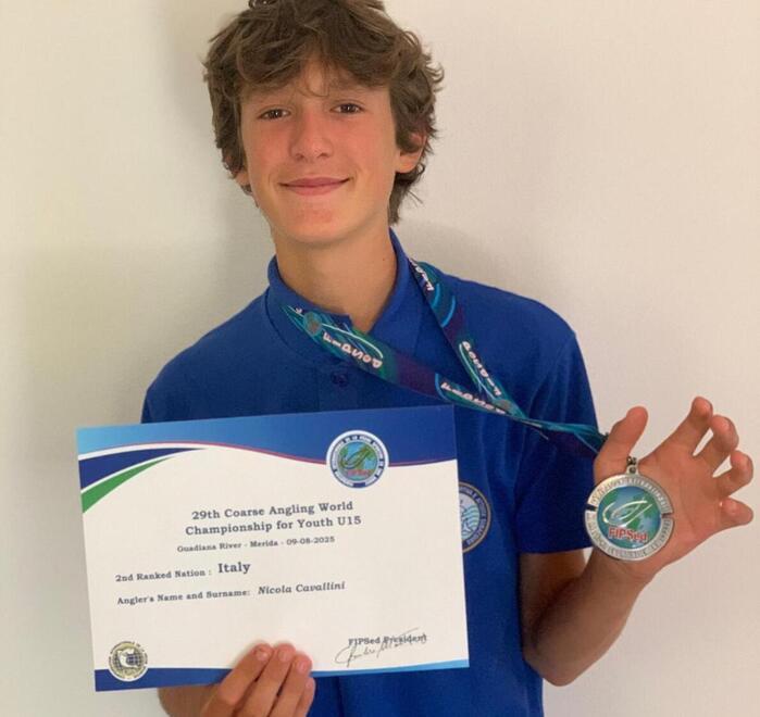 Mondiali di pesca: il 15enne correggese Nicola Cavallini è d’argento