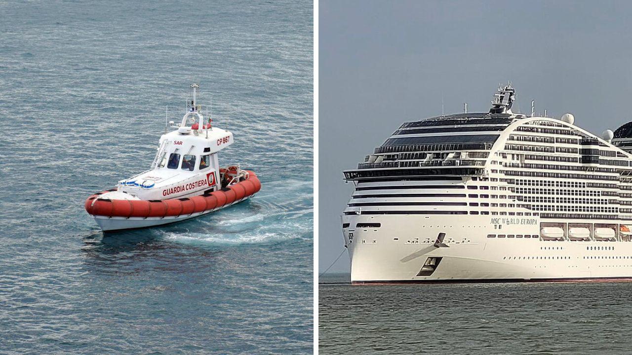 A destra la nave da crociera