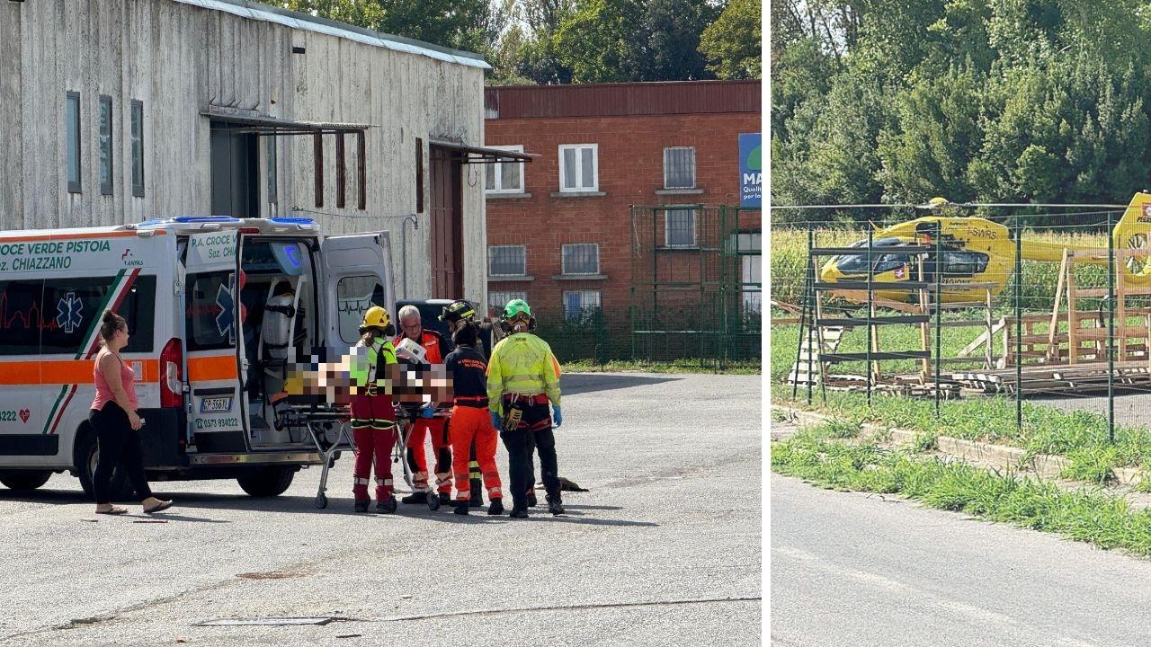 L'uomo soccorso dal personale sanitario e l’elisoccorso Pegaso a Stazione (foto Nucci)