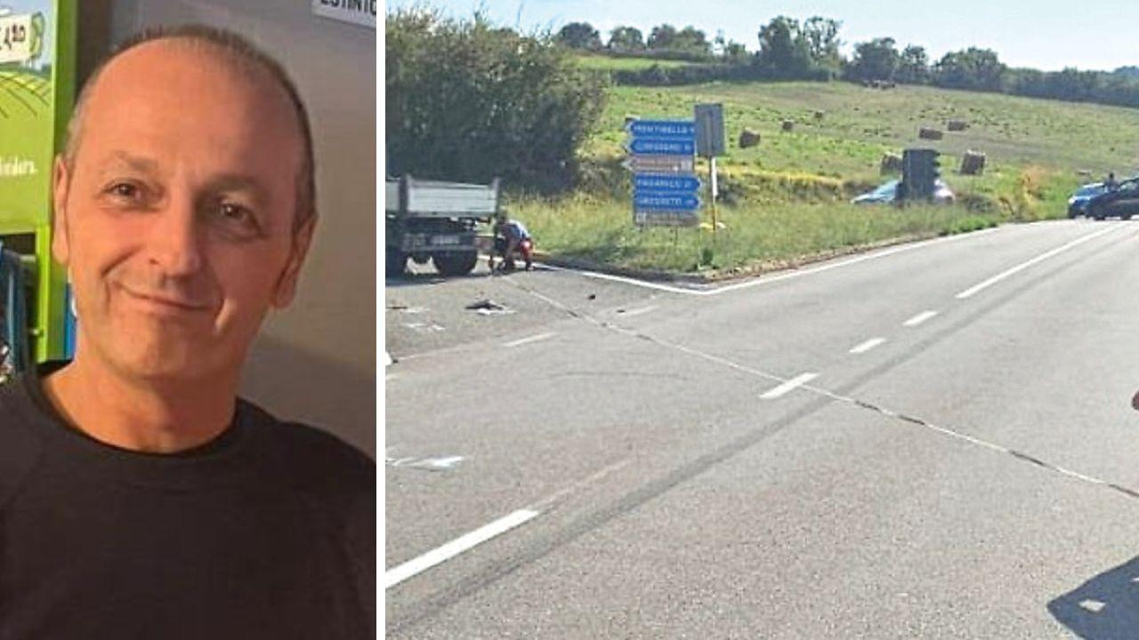 Simone Vallini e i rilievi dei carabinieri sul luogo dell'incidente