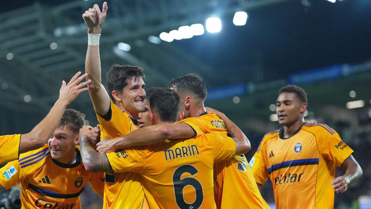 L'esultanza dei nerazzurri a Bergamo
