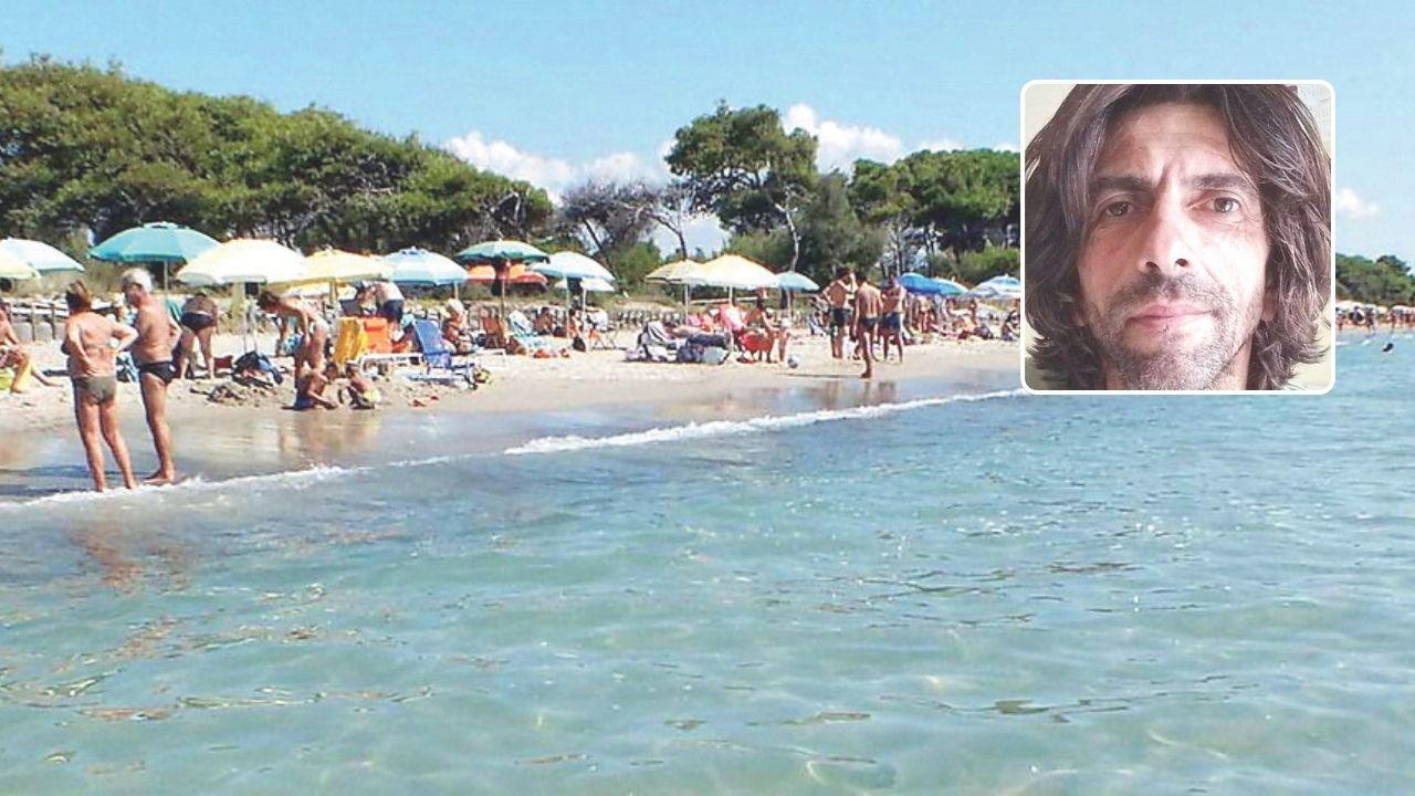 La spiaggia in cui Paolo Palma (foto in alto) ha accusato il malore
