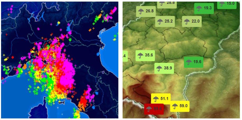 Reggio Emilia, notte di temporali: centinaia di fulmini e raffiche fino a 123 km orari
