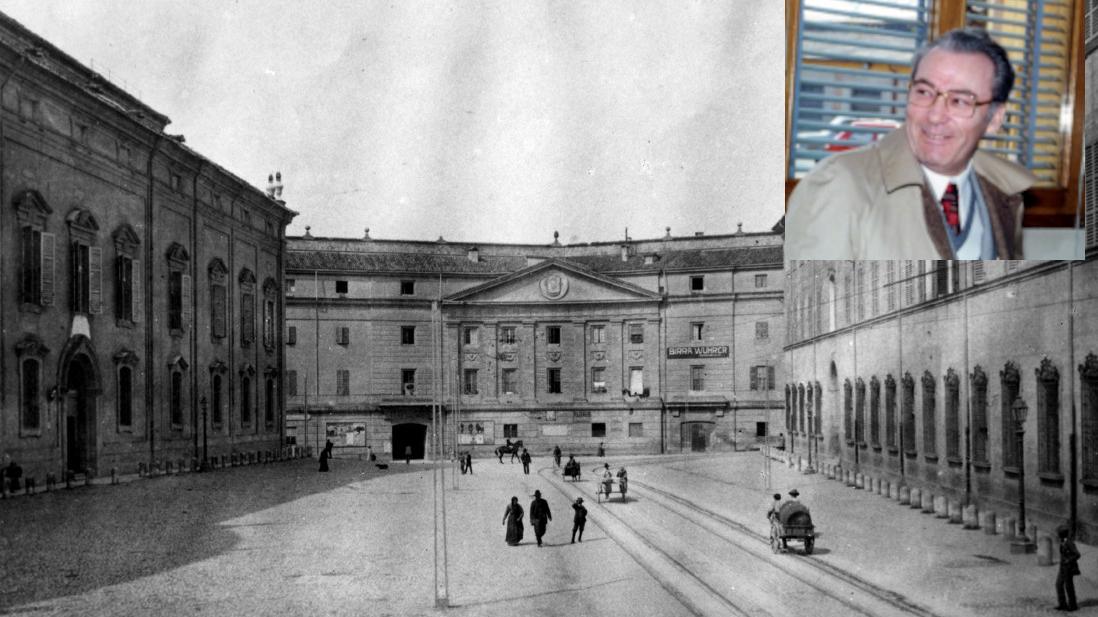 Uno scatto d'epoca di Modena di Giuseppe Panini (nel riquadro)