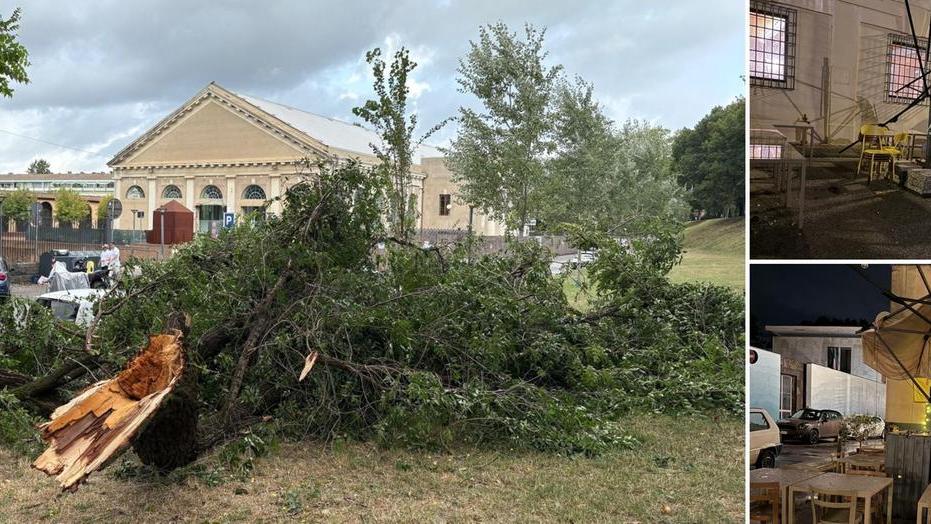 Maltempo a Lucca, danni in centro città: alberi caduti e tende distrutte – Video