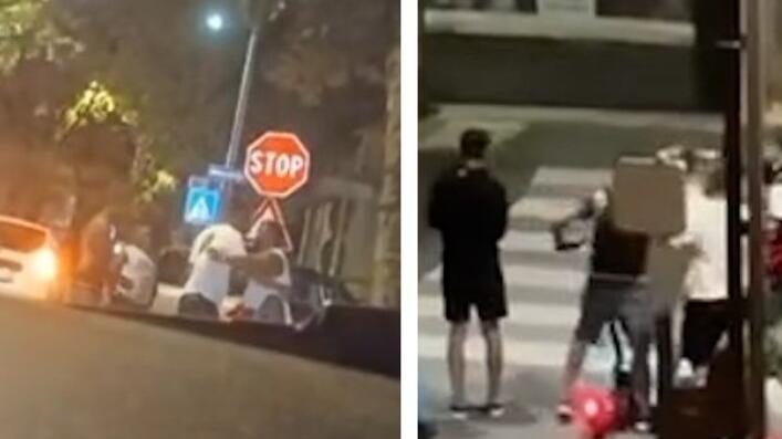 Due immagini delle risse a Carpi