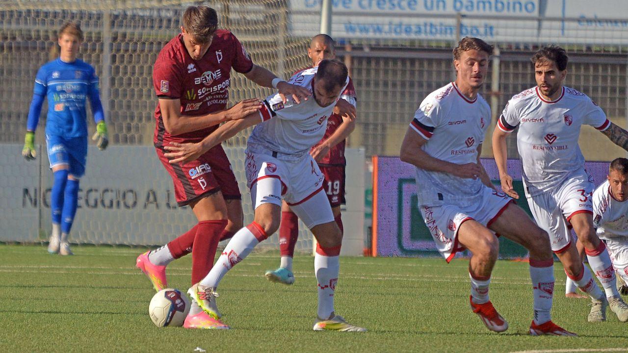 
	Un'azione del Rimini contro il Pontedera nella scorsa stagione (foto Stick)

