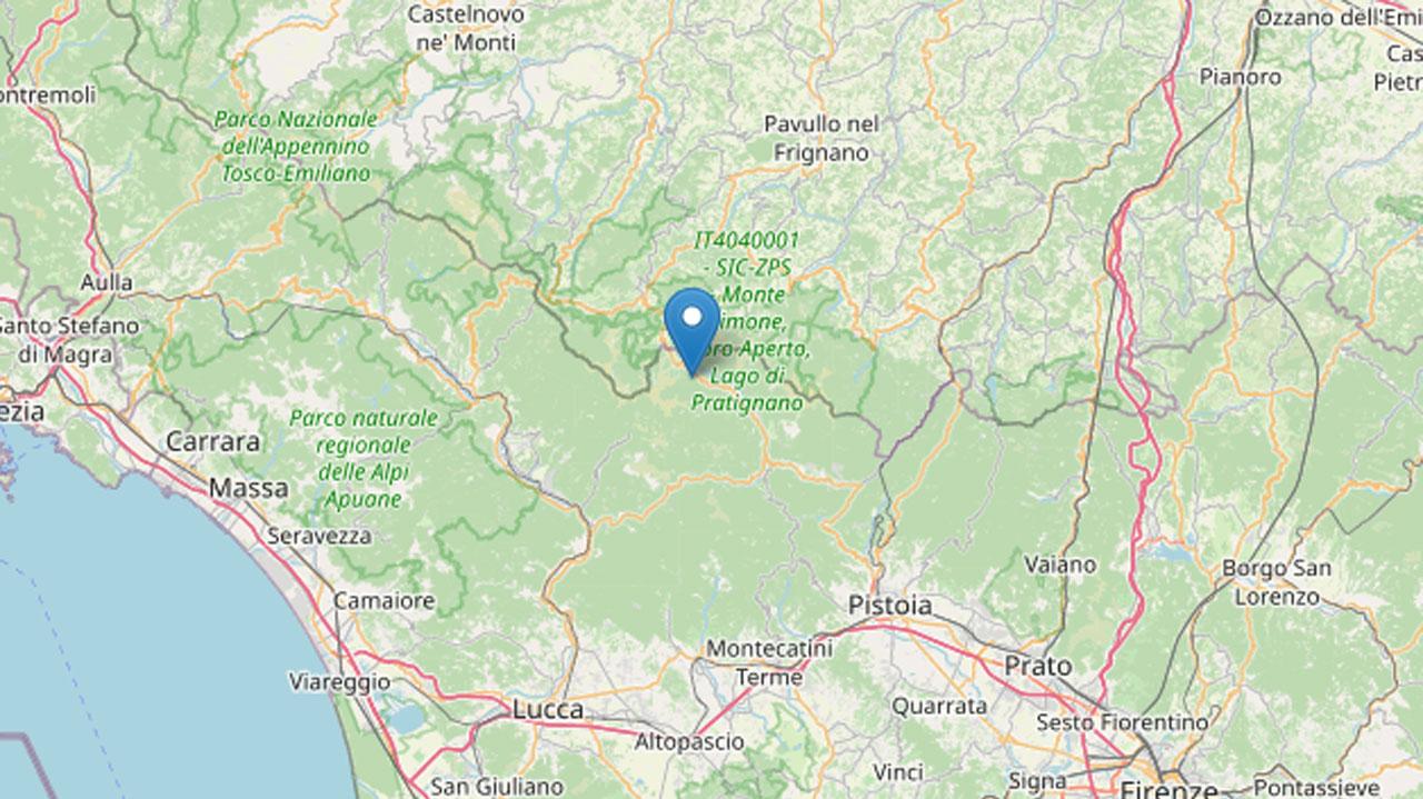 L'epicentro della scossa (Ingv)