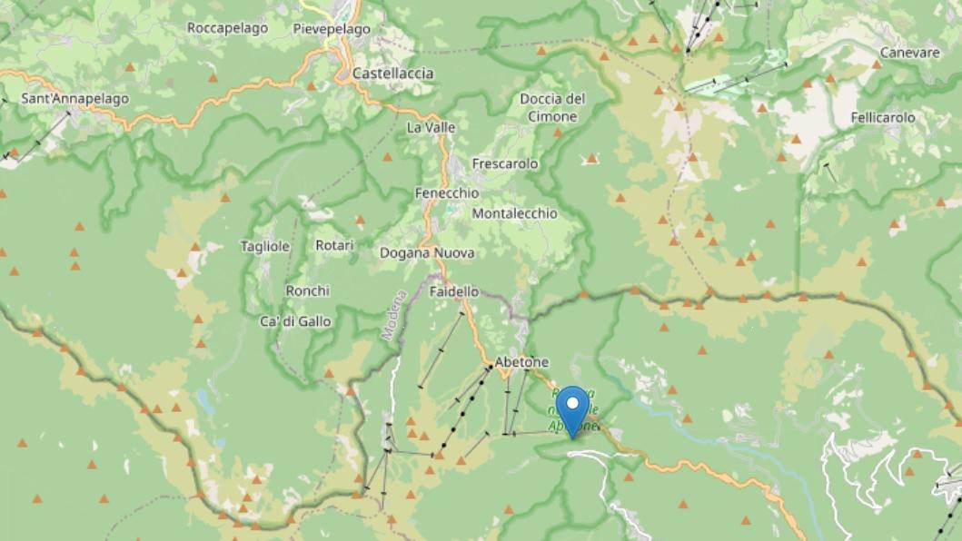 L'epicentro del terremoto