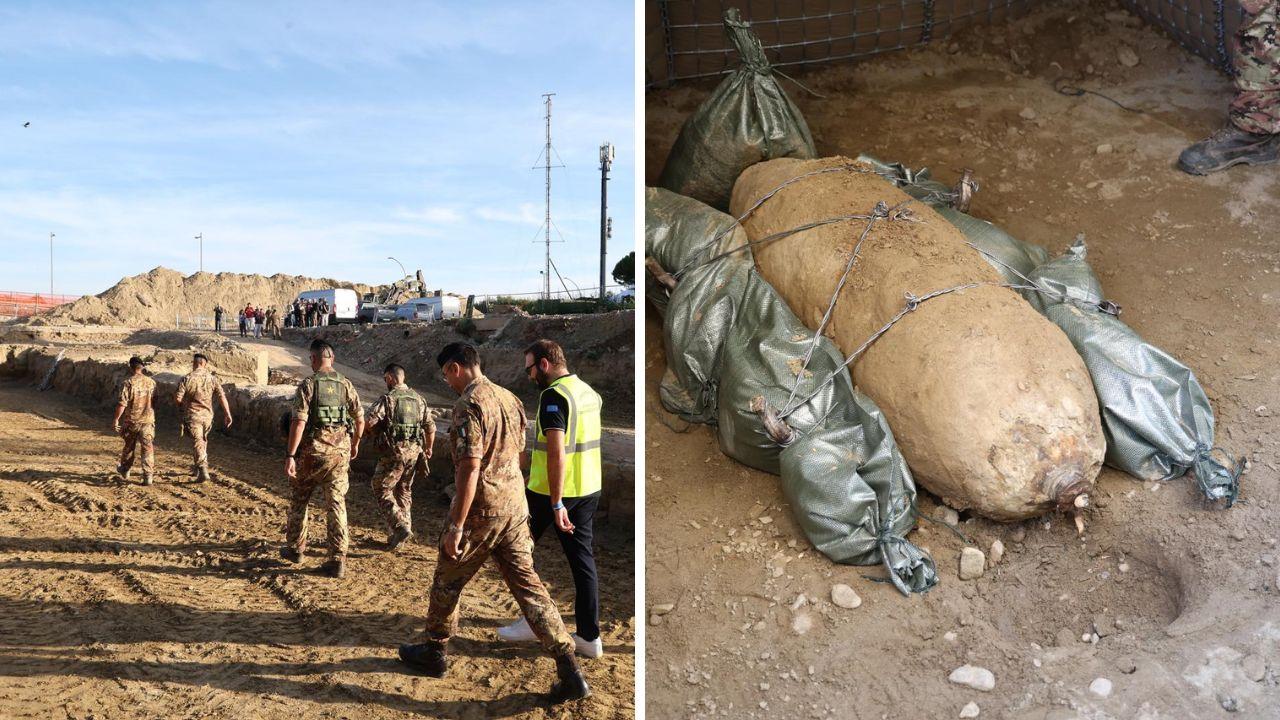 L'ordigno e le operazioni (foto Nucci/Innocenti)