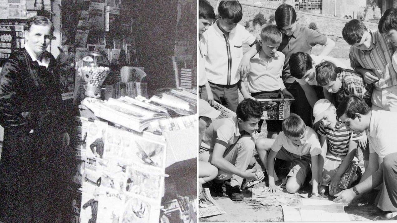 Olga Cuoghi, madre dei fratelli Panini, nell'edicola in corso Duomo