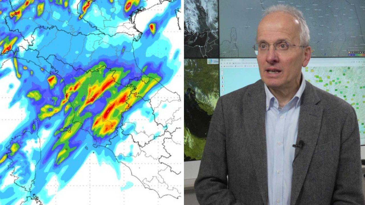 La mappa delle precipitazioni per la notte di mercoledì 10 e Bernardo Gozzini