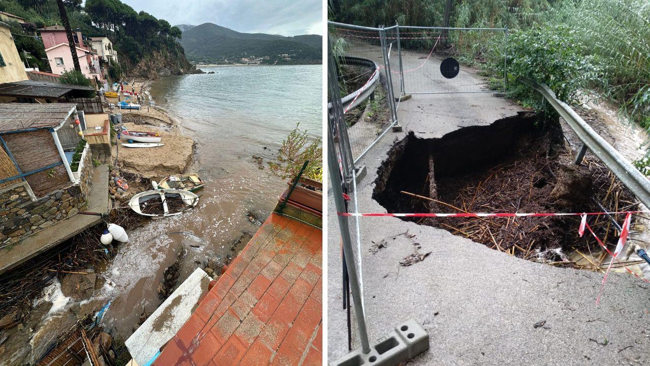 
	La spiaggia di Forno e una strada collassata

