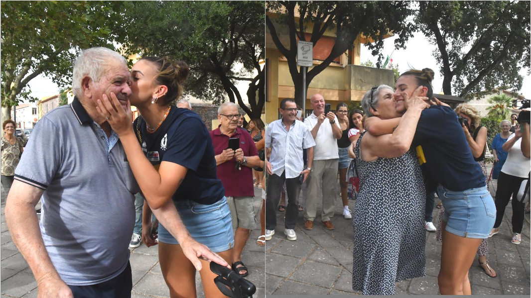 Alessia Orro con i nonni Peppino e Palmira nelle foto di Francesco Pinna