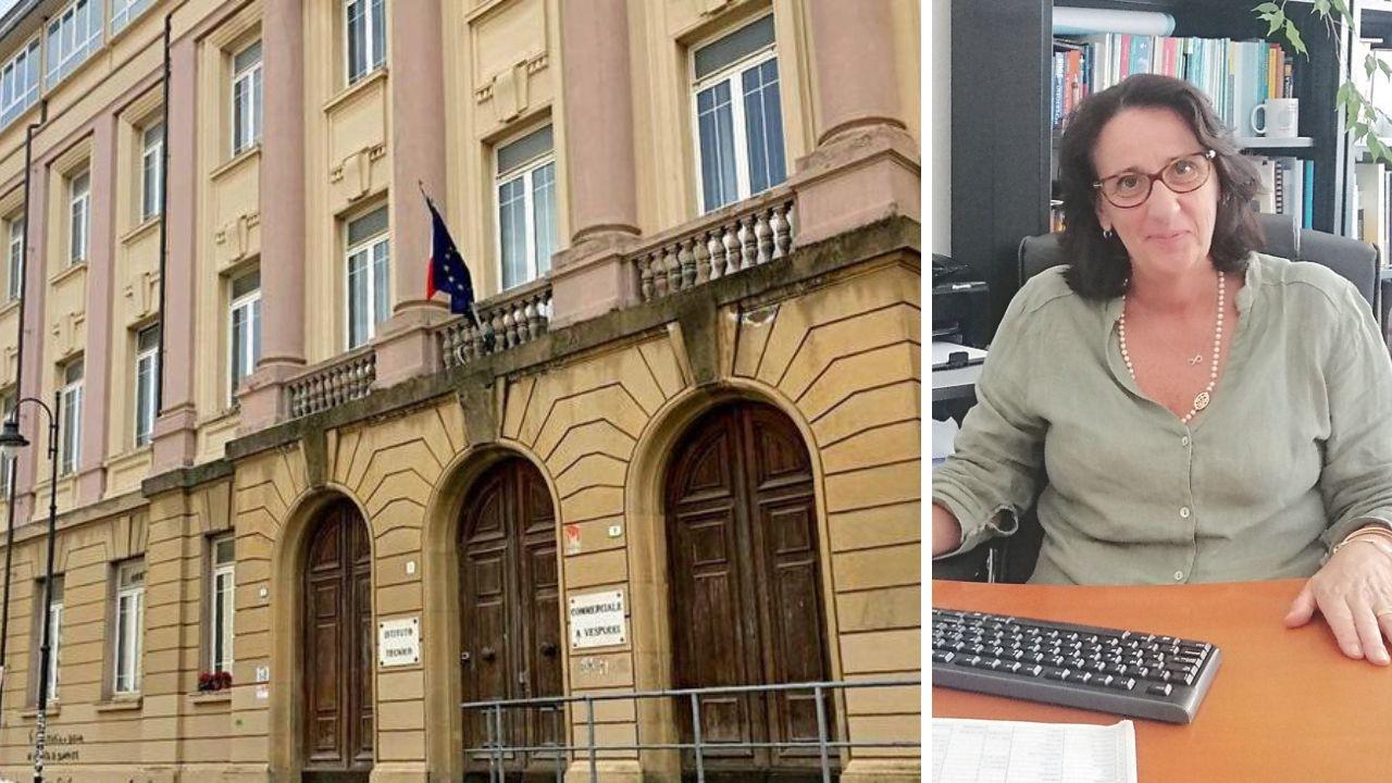 L'ingresso del “Vespucci” e la preside Francesca Barone