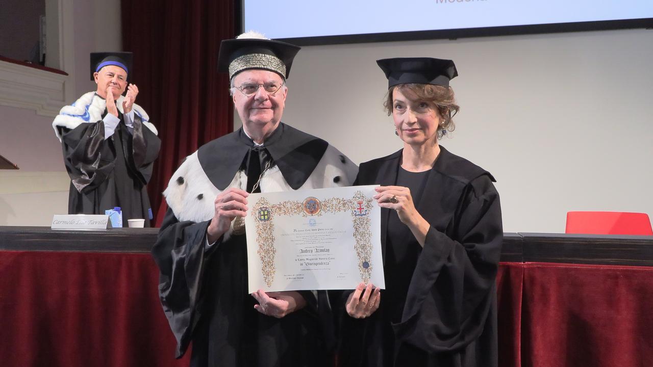 Il rettore Carlo Adolfo Porro e la direttrice generale di Unesco Audrey Azoulay 