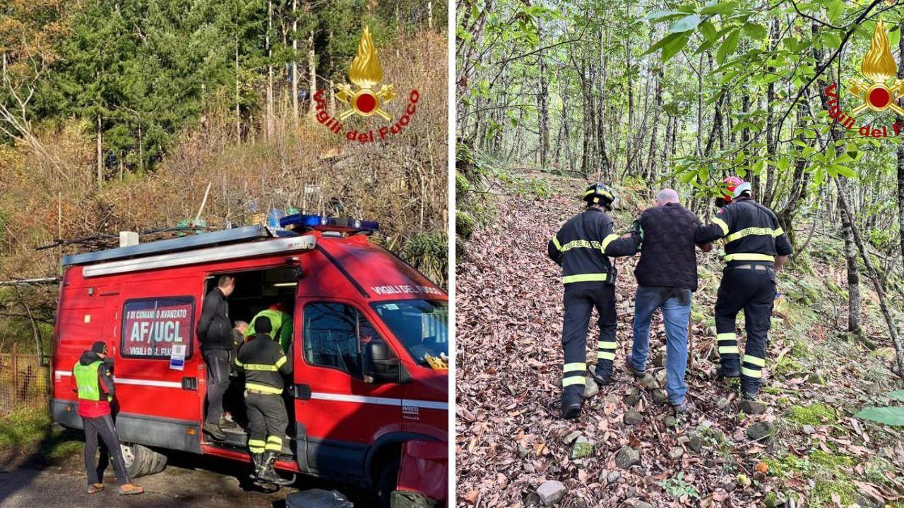 
	I vigili del fuoco impegnati nelle ricerche e nel recupero dei fungaioli

