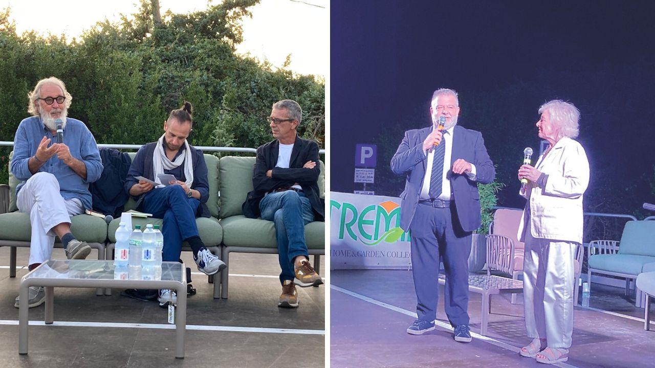 
	A sx Enzo Brogi, Lorenzo Lombardi ed Enrico Catassi, a dx Giuliana Sgrena con Cristiano Marcacci (foto Falorni/Stick)

