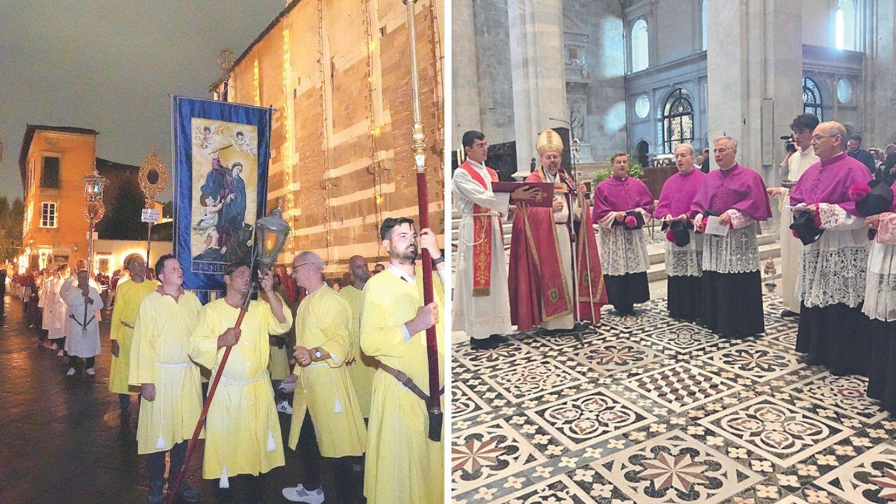 Alcuni momenti della celebrazione della Santa Croce a Lucca