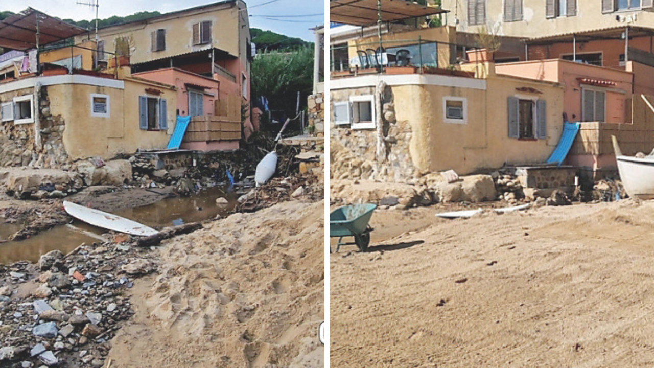 
	Da sinistra, il prima e dopo della spiaggia di Scaglieri

