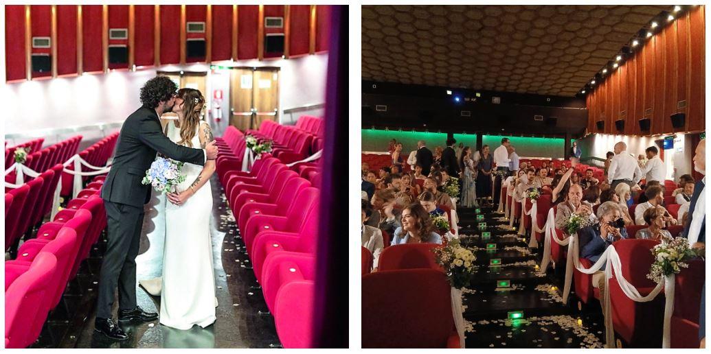Erica e Tommaso si sposano al cinema: il sì davanti a una platea gremita