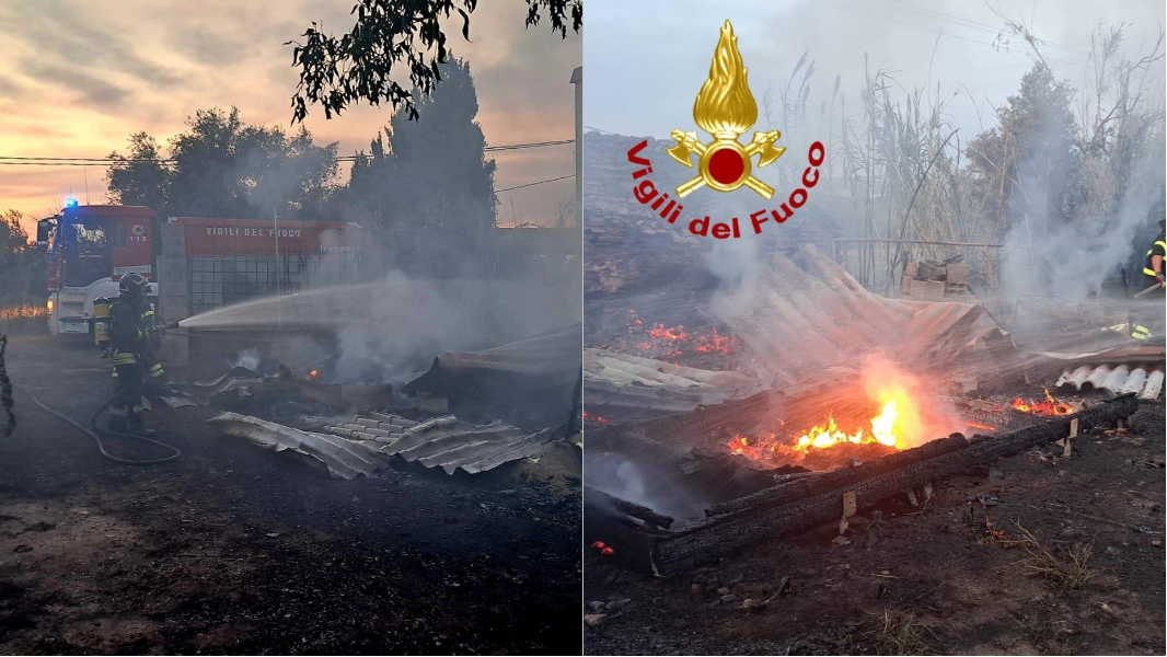 Incendio devasta un capannone agricolo