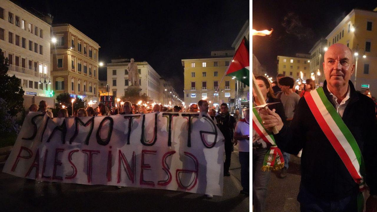 In mille al corteo a Livorno per dire basta alle violenze contro il popolo palestinese (foto Stick)