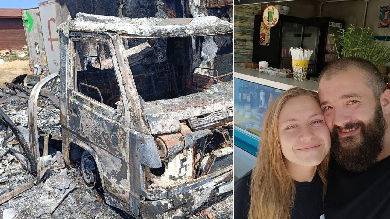 In cenere il Truck Food di Alessio e Irina: «È bruciato il nostro sogno di un futuro diverso»