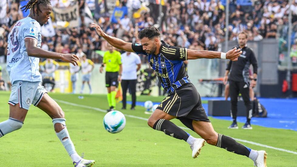 Un'azione del nerazzurro contro l'Udinese