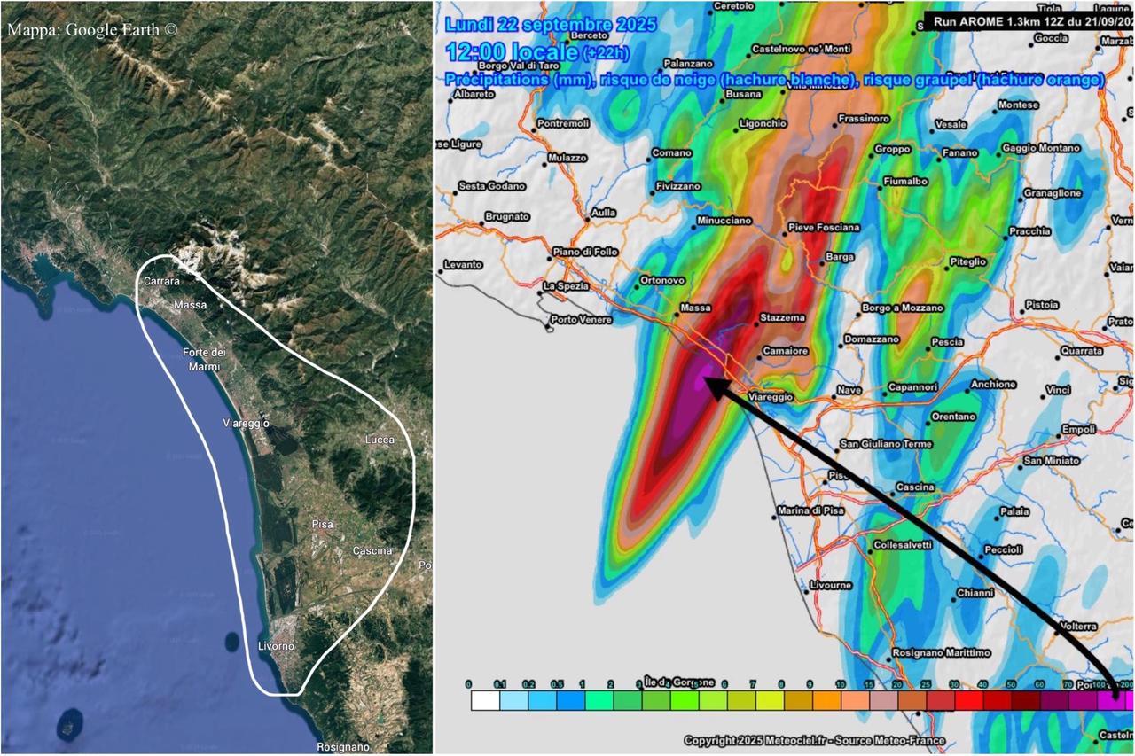 
	La grafica del Meteo Nord Ovest Toscana (Facebook)

