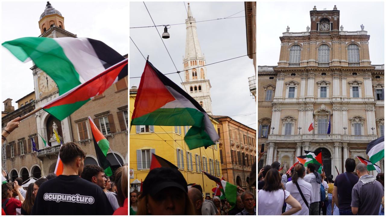 
	La manifestazione in centro a Modena


